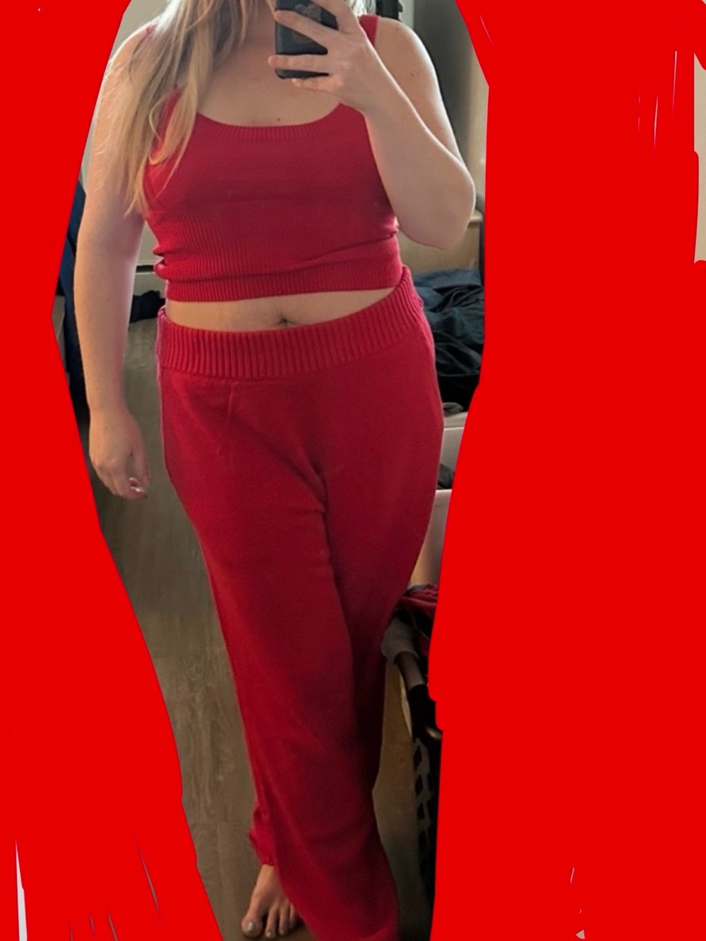 ❤️PINK 3 Pc Knit Sweater Lounge Pants, Button Cardigan, & Tank